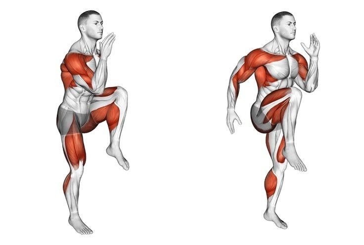 Exercício elevação de joelhos