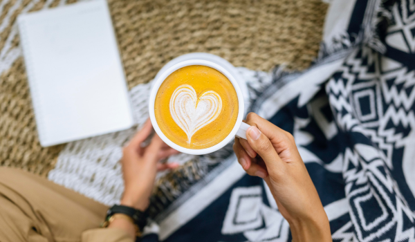 Xícara de café com coração