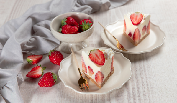 Cheesecake de morango sem forno