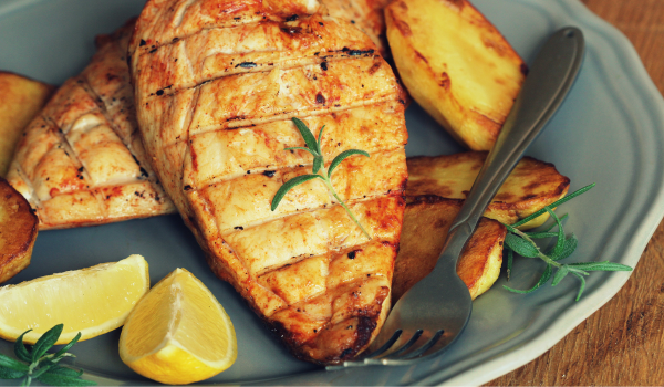 Frango grelhado com batata doce