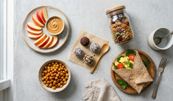 Frutas, grãos e doces saudáveis