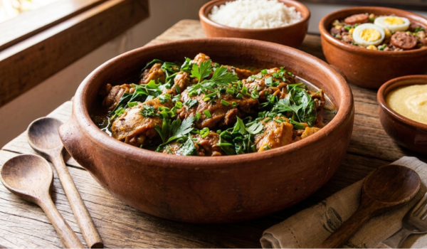 Ora-pro-nóbis com frango em panela de barro